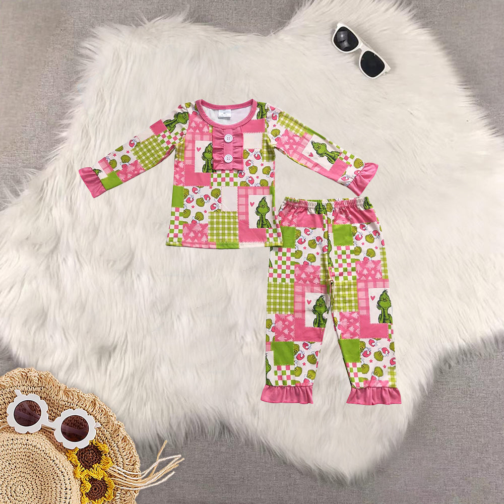 RTS NO MOQ Sibling baby girls clothes Christmas long-sleeved trousers suit & dress