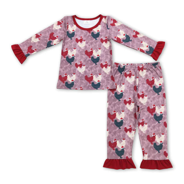 RTS NO MOQ Sibling milk silk Baby Girls Christmas Deer Printed Long Sleeve Top Pocket Pants Home Sleep Outfit Set
