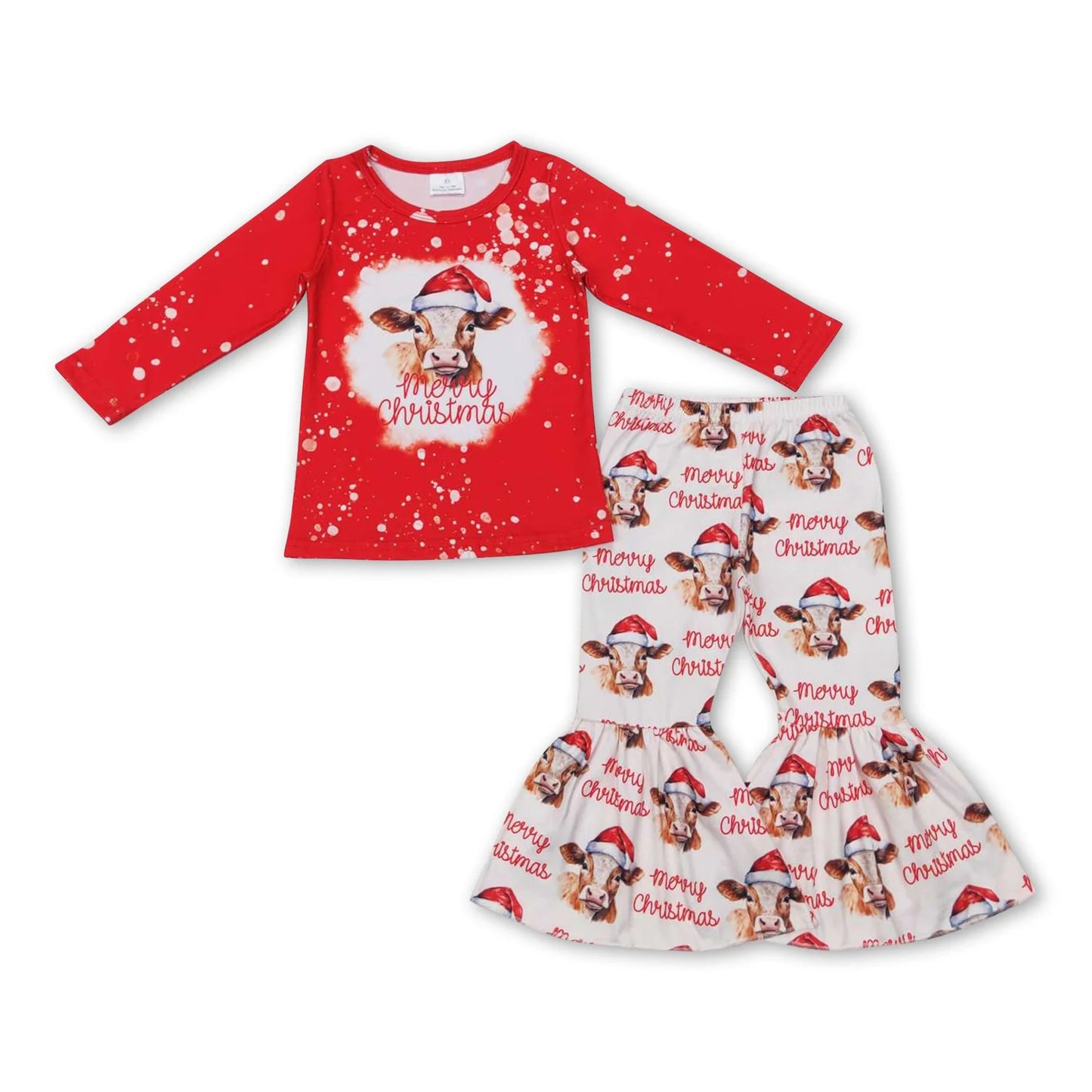 RTS NO MOQ Sibling milk silk Baby Girls Long Sleeve Top Bell Bottom Pants Clothes Set