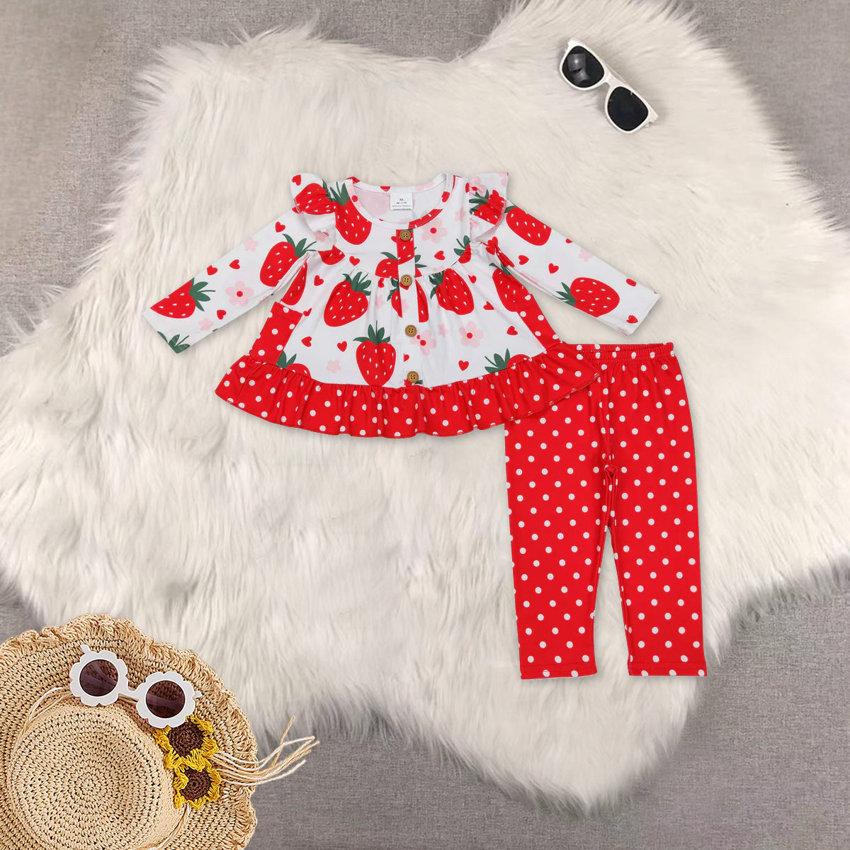 RTS NO MOQ Sibling baby girl clothes long-sleeved pink and white striped trouser suit with flower pockets and jumpsuit