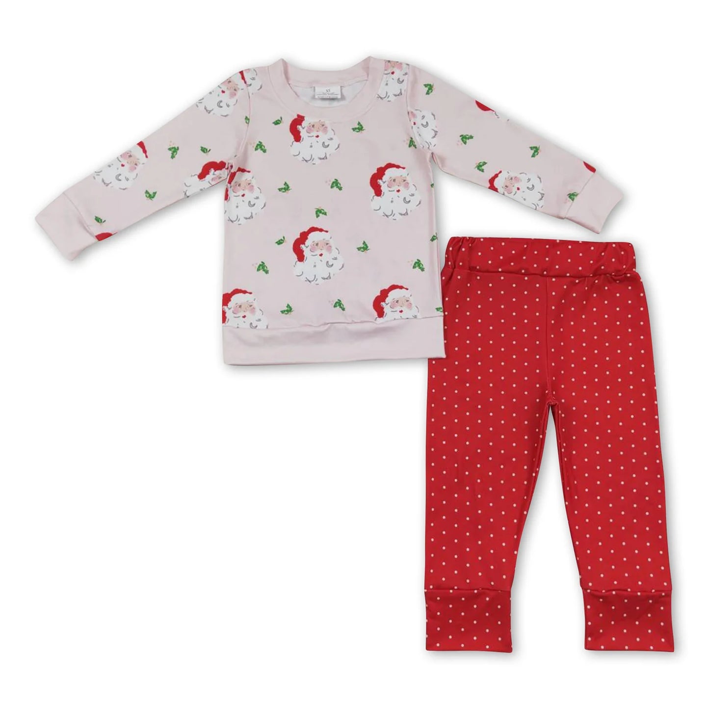 RTS NO MOQ Sibling milk silk Baby Girls Christmas Print Long Sleeve Top Pants Pajamas Set