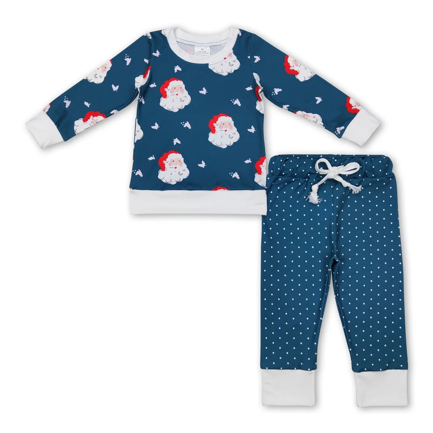 RTS NO MOQ Sibling milk silk Baby Girls Christmas Print Long Sleeve Top Pants Pajamas Set