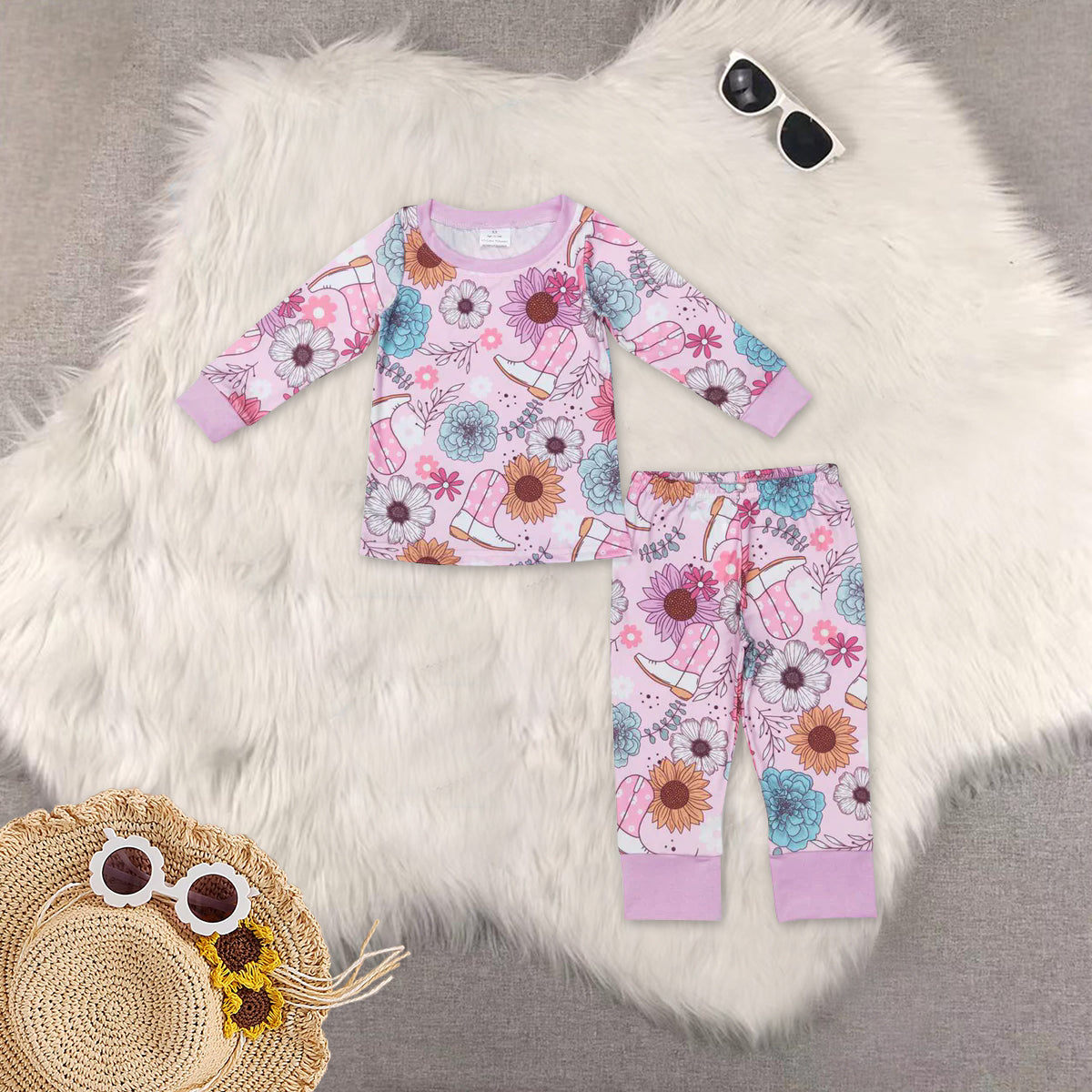 RTS NO MOQ sibling baby girls clothes floral long sleeve Clothes Sets and rompers