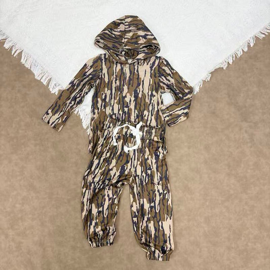 hot sell GLP1054 Camouflage hooded long sleeve trousers suit