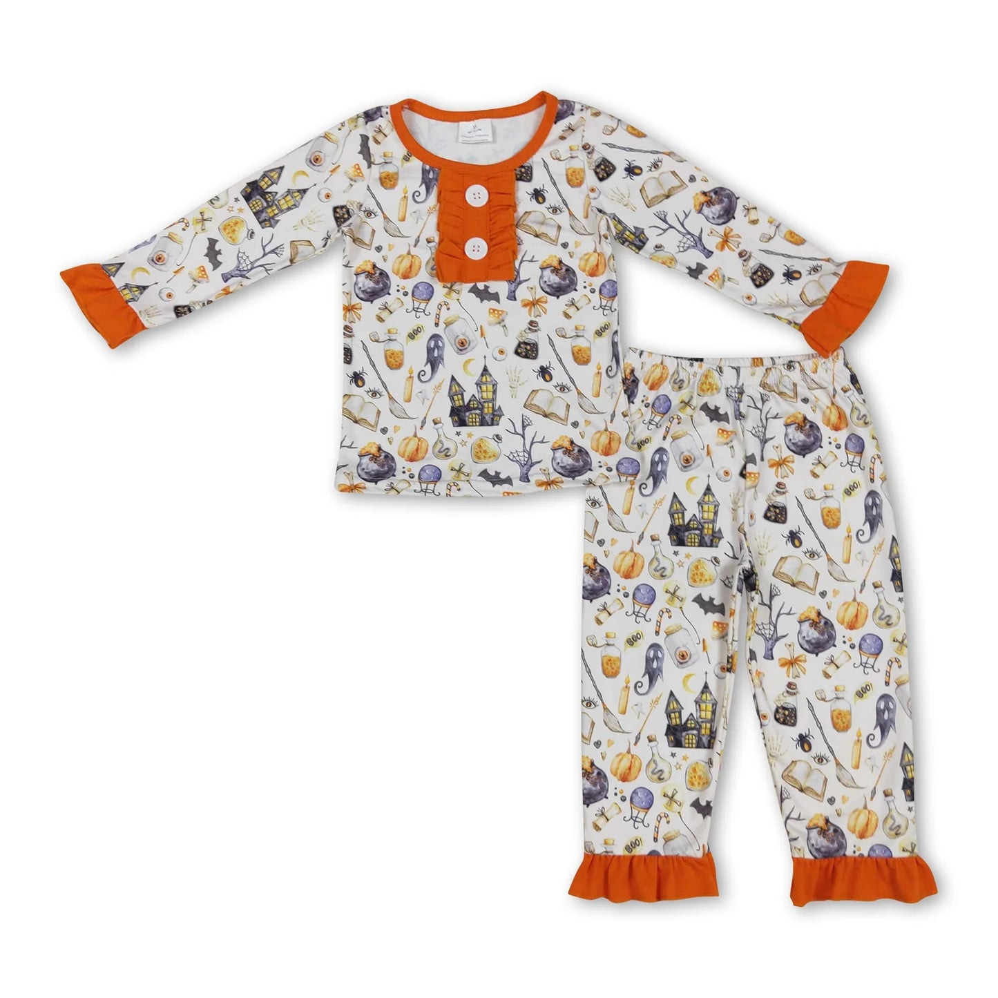 RTS NO MOQ Sibling milk silk Baby Girls Boys Halloween Long Sleeve Top Pants Pajamas Clothes Sets