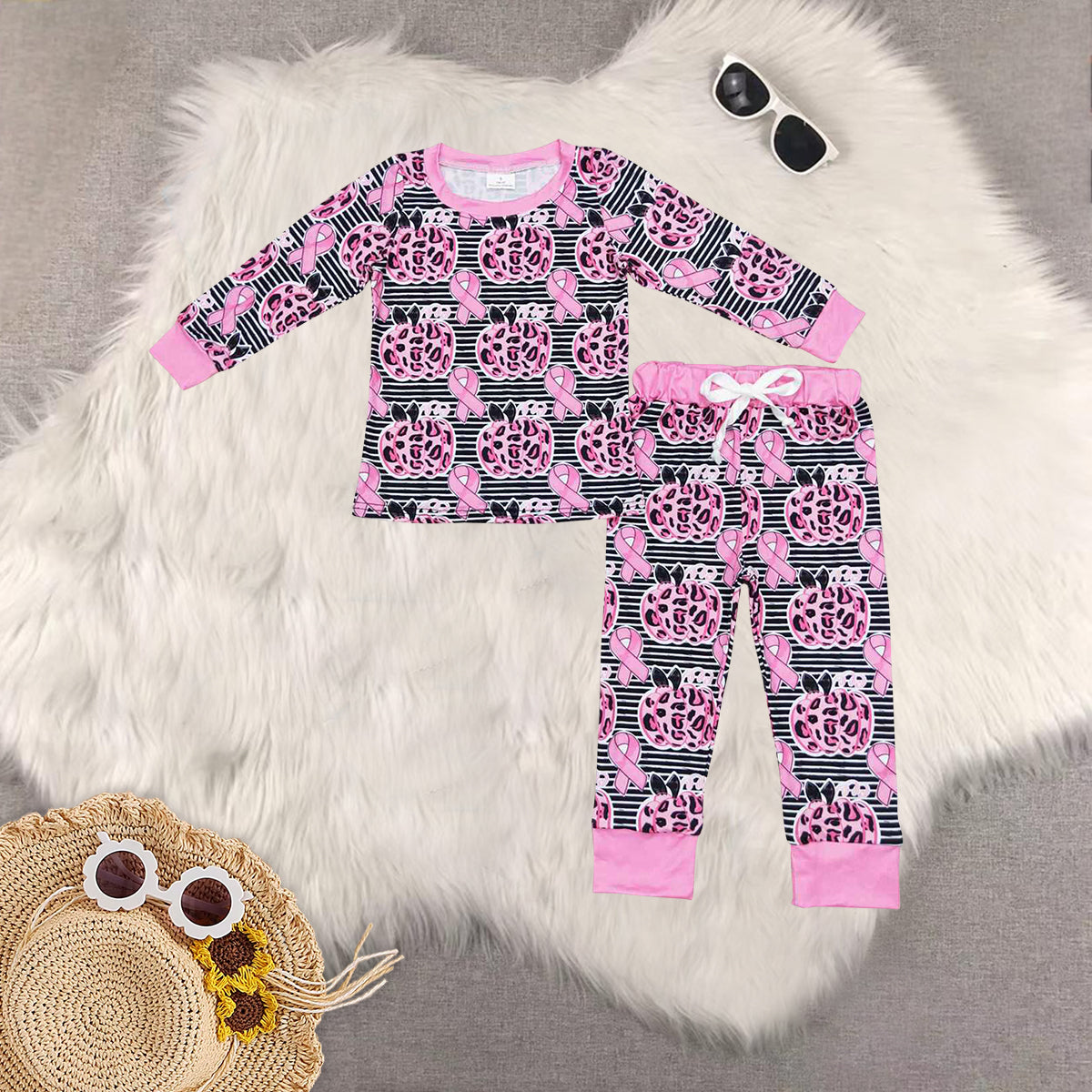 RTS NO MOQ Sibling Baby Girls halloween long sleeve and short Sleeve Pants Sets
