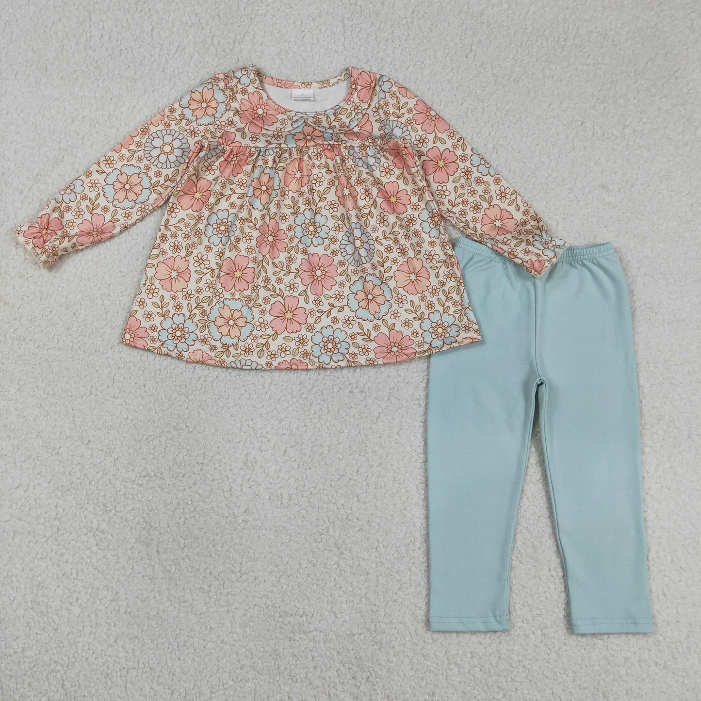 RTS NO MOQ GLP1195 Baby Girls' Fall Floral Tunic Legging Pants Outfit
