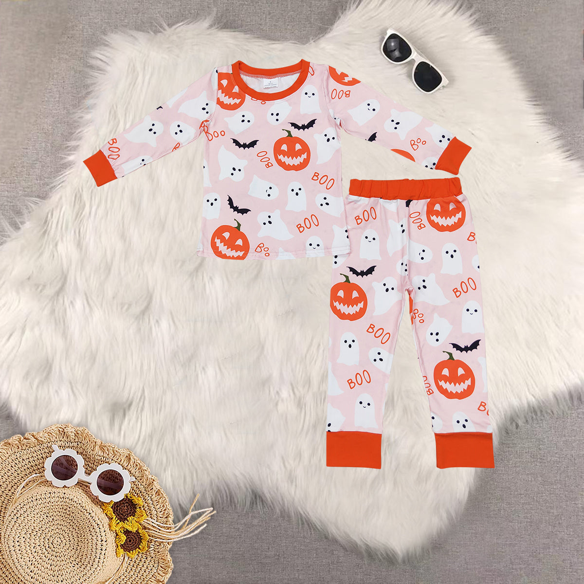 RTS NO MOQ Sibling Baby Girls halloween Long Sleeve Pants Set