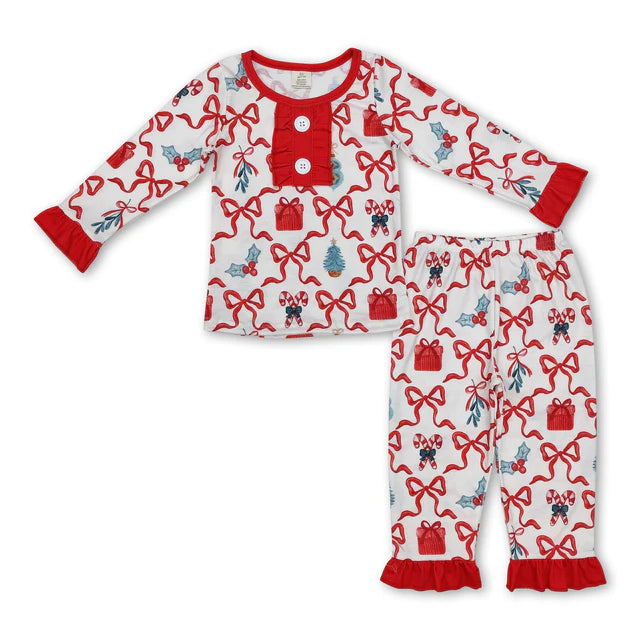 RTS Sibling Baby Girls Christmas Top Pants Pajamas Clothes Sets