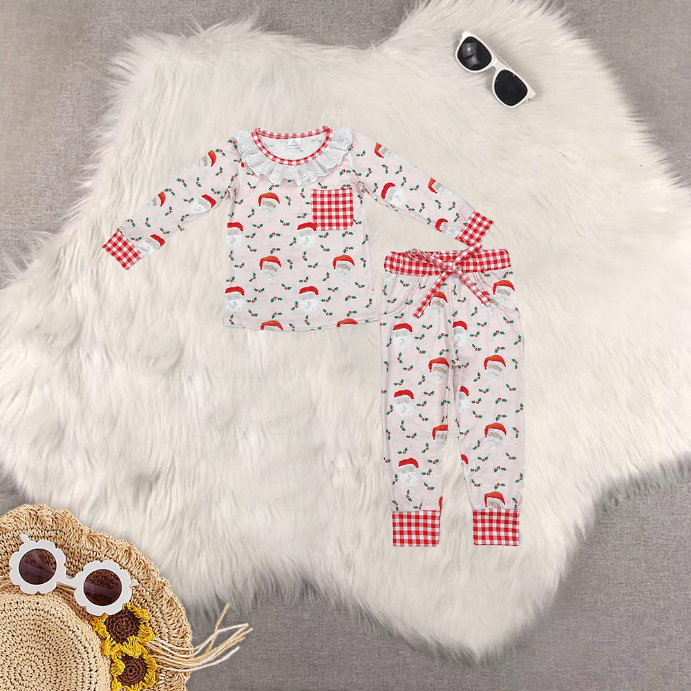 RTS NO MOQ Sibling Baby Girls boys modal Christmas trees Long Sleeve Pants Sets