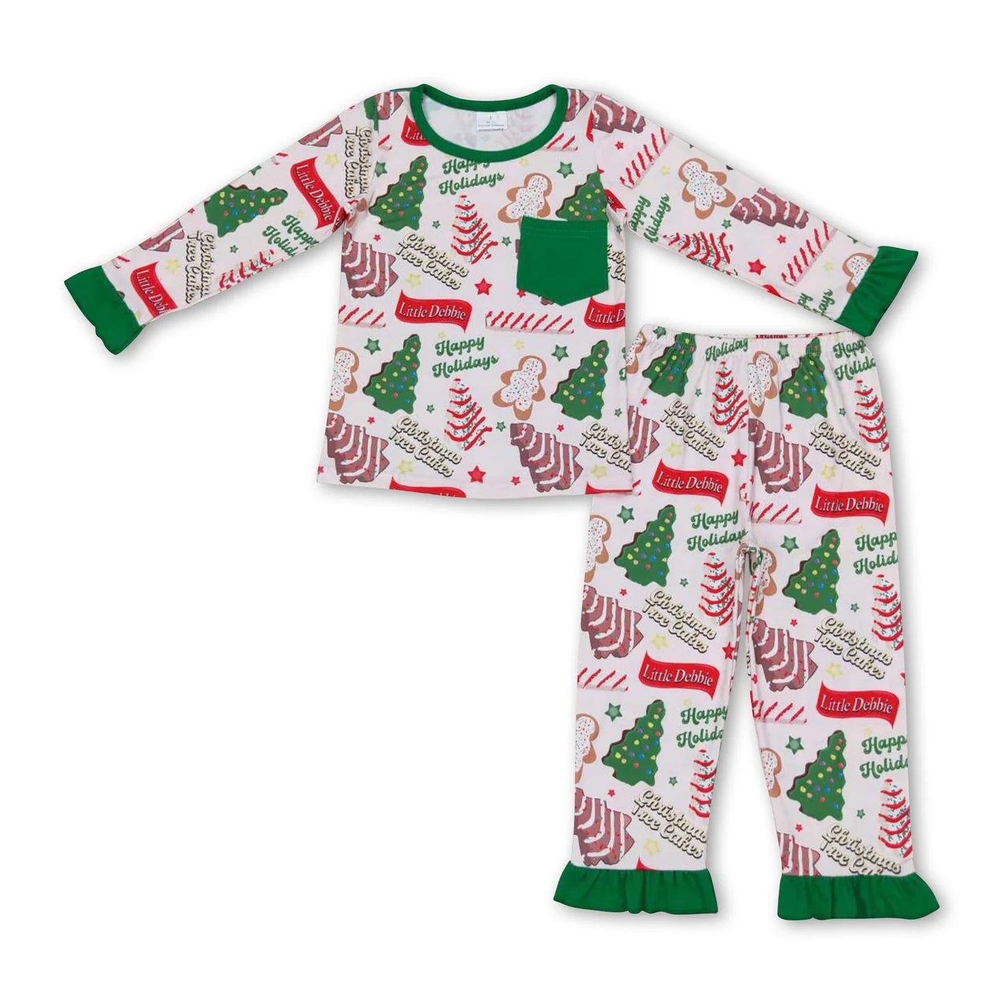 RTS NO MOQ Sibling milk silk Baby Girls Christmas Deer Printed Long Sleeve Top Pocket Pants Home Sleep Outfit Set