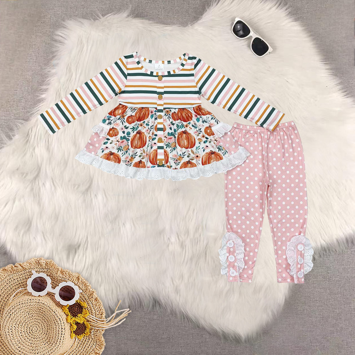 RTS NO MOQ Sibling Baby Girls halloween Long Sleeve Pants Set