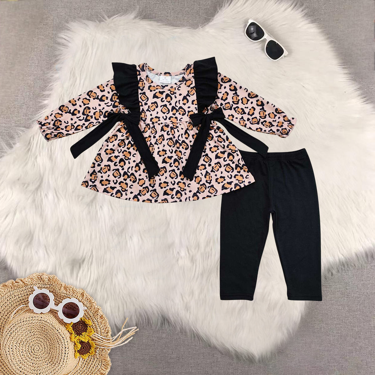 RTS NO MOQ Sibling baby girls clothes fall long-sleeved trousers suit & romper