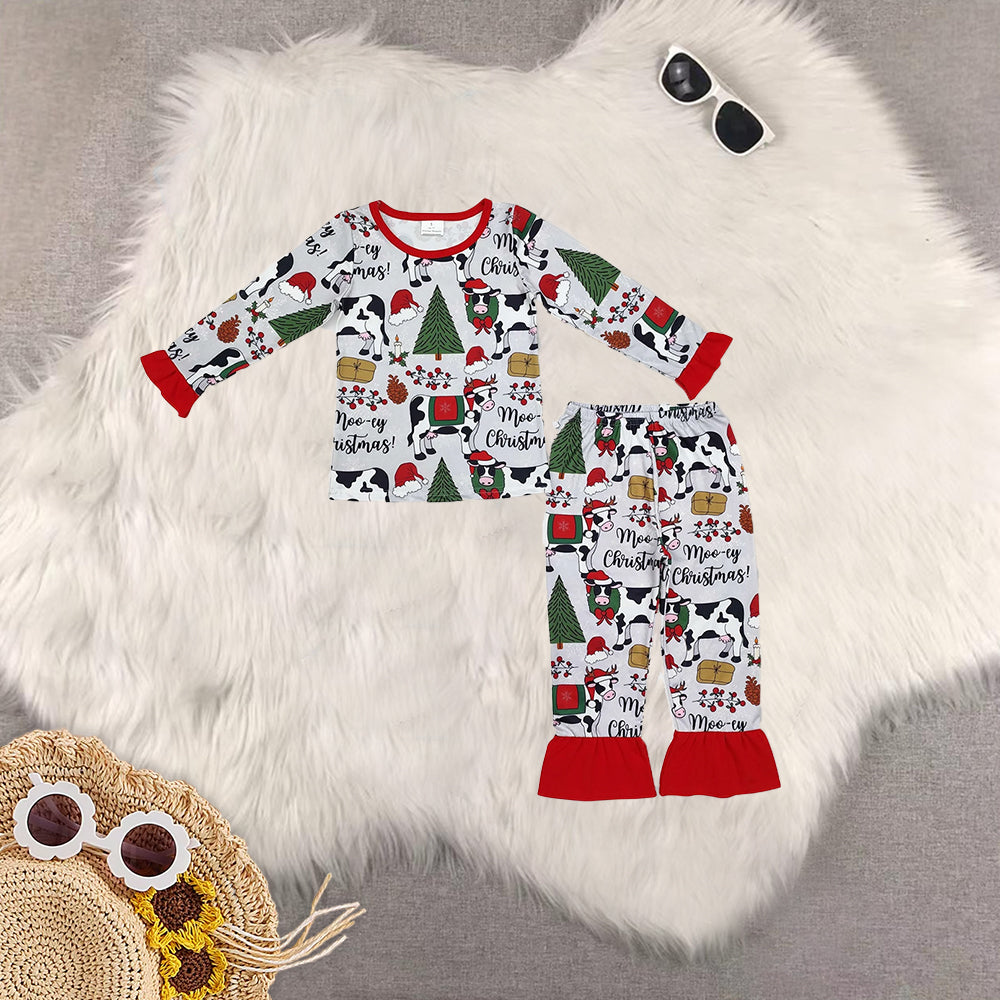 RTS NO MOQ Sibling baby girls baby boys clothes Christmas long-sleeved trousers suit & romper & dress & adult pants