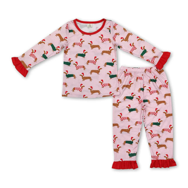 RTS NO MOQ Sibling milk silk Baby Girls Fall Cookies And Cars Print Bamboo Fabric Pajamas Outfit Set