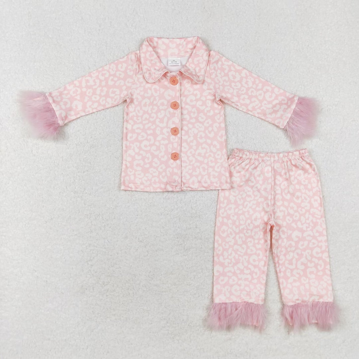 RTS NO MOQ ETA 5/7days arrived GLP1258 Plush edge leopard print pink long-sleeved trousers pajamas set