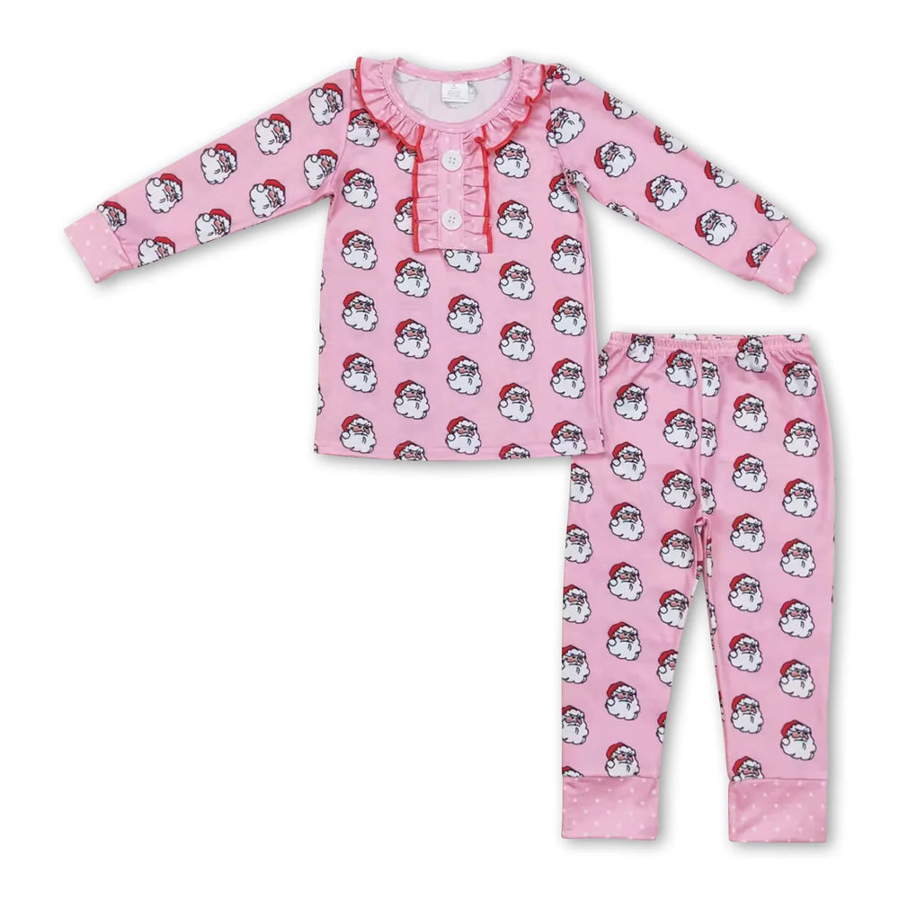 RTS NO MOQ Sibling milk silk Baby Girls Cute Christmas Candy Cane Print Top Pants Bamboo Fiber Pajamas Clothes Set