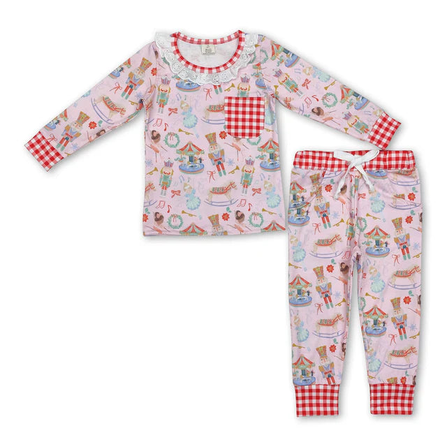 RTS Sibling Baby Girls Christmas Top Pants Pajamas Clothes Sets