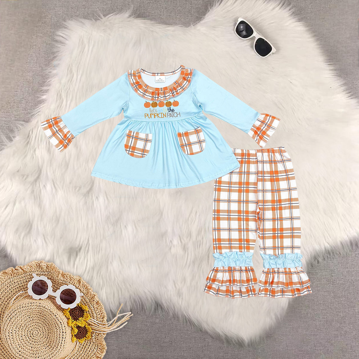 RTS NO MOQ Sibling Baby Girls halloween Long Sleeve Pants Set