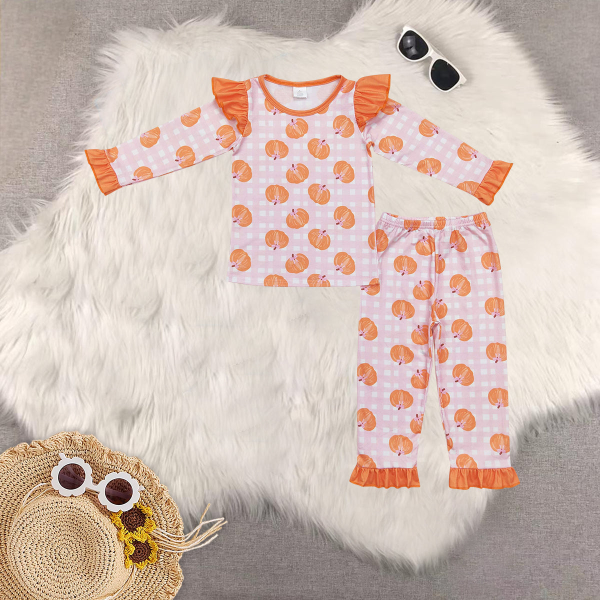RTS NO MOQ Sibling Baby Girls halloween Long Sleeve Pants Sets