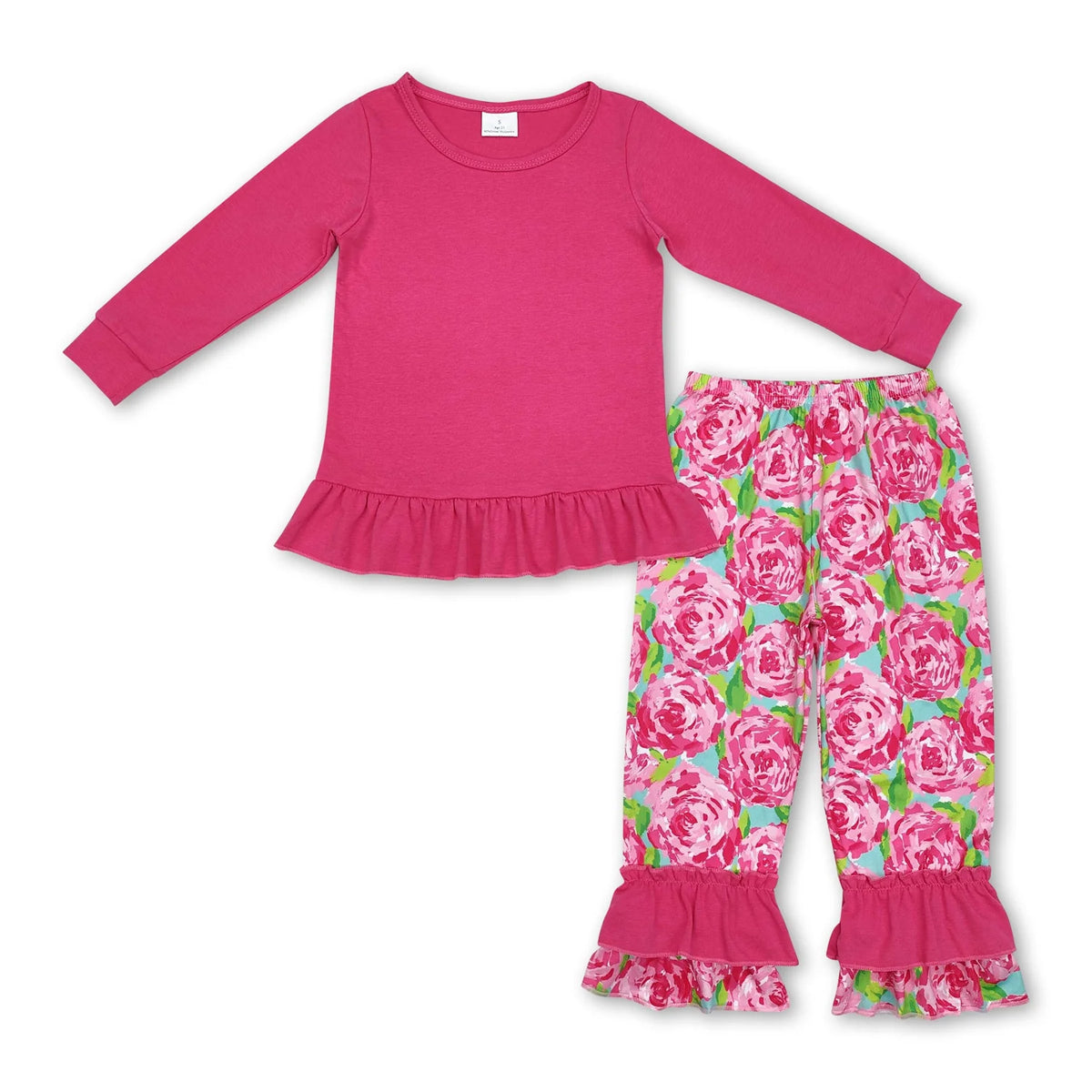 RTS NO MOQ Sibling baby girl clothes floral pattern long sleeve pants Sets