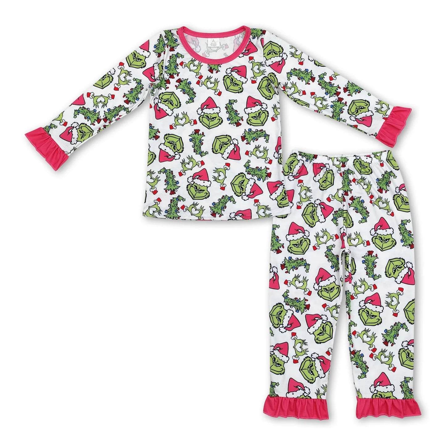 RTS NO MOQ Sibling milk silk Cute Clothes Mama And Me Christmas Print Fur Button Top And Pants Pajama Sets Dress Rompers