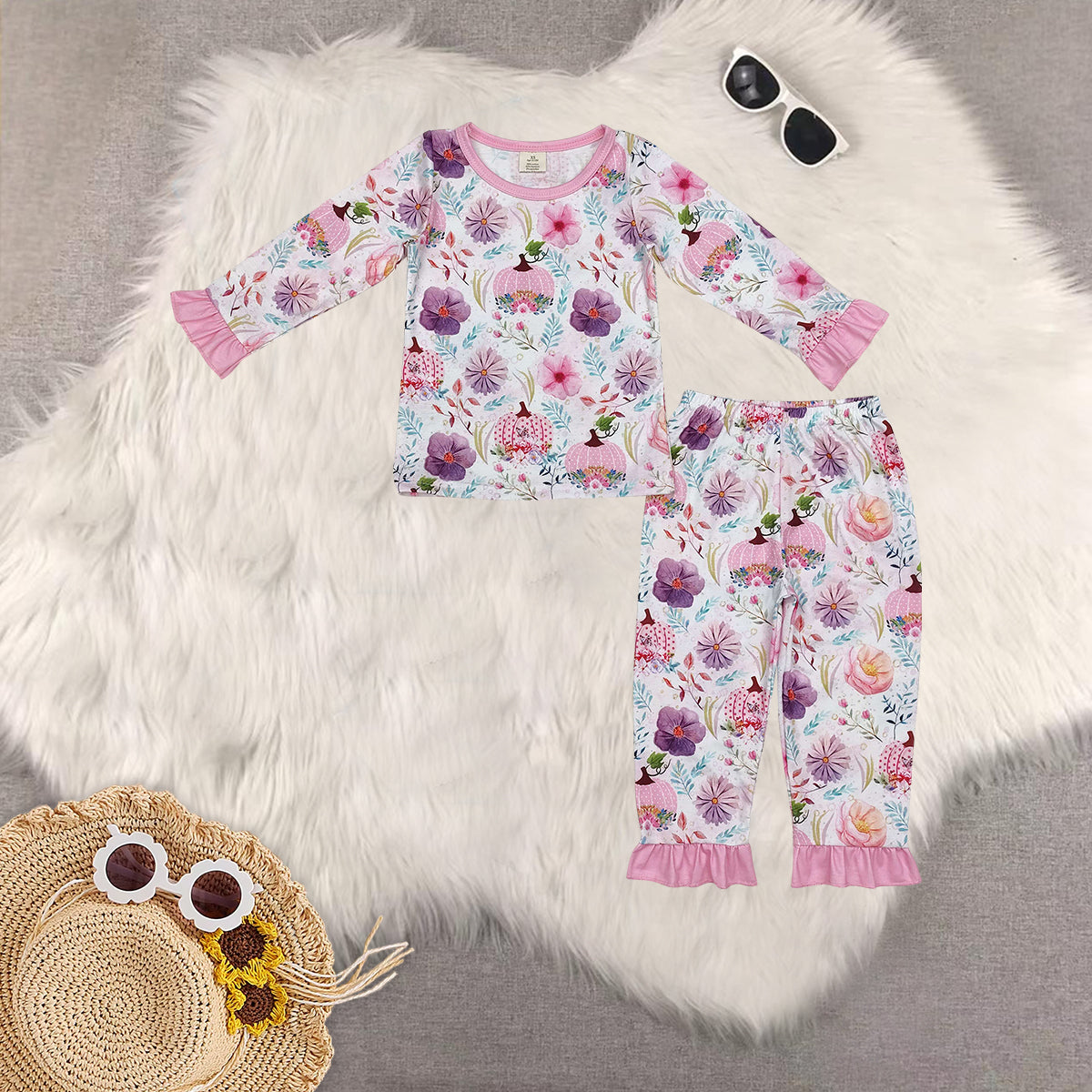 RTS NO MOQ Sibling Baby Girls halloween Long Sleeve Pants Sets