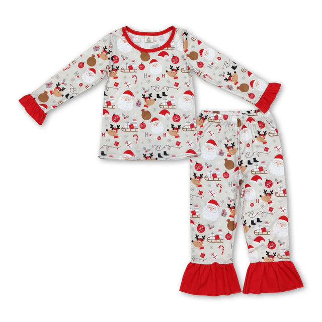 RTS NO MOQ Sibling milk silk Baby Girls Fall Cookies And Cars Print Bamboo Fabric Pajamas Outfit Set