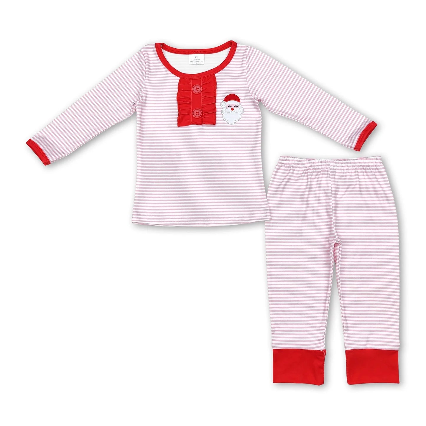 RTS NO MOQ Sibling milk silk Baby Girls Christmas Long Sleeve Top Pant Sleep Matching Pajamas Set
