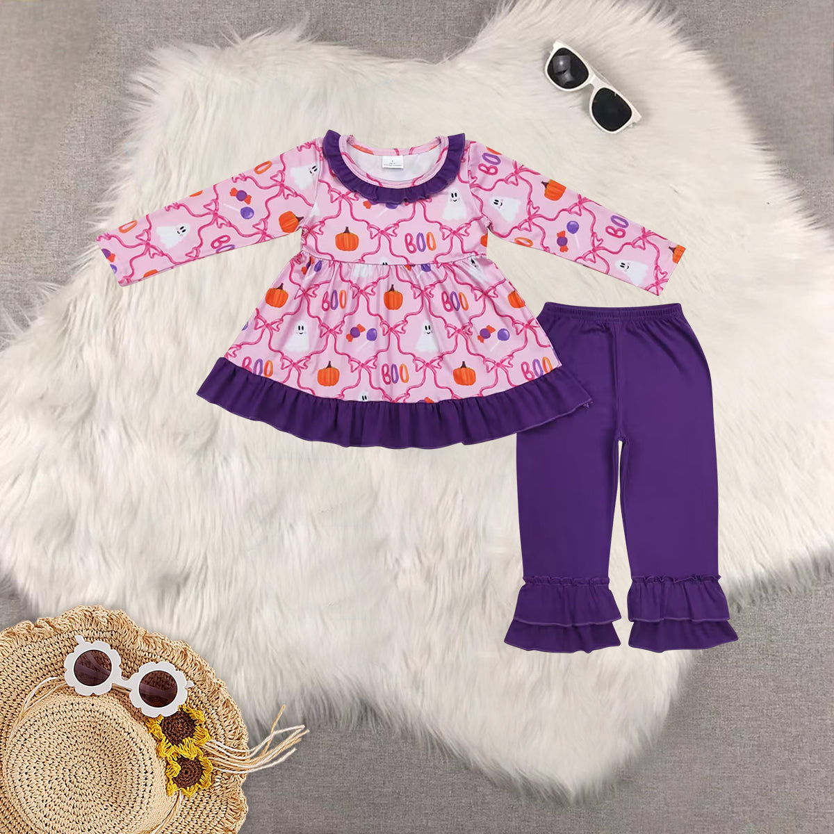 RTS NO MOQ Sibling baby girls baby girl clothes halloween long-sleeved trousers suit & romper & dress