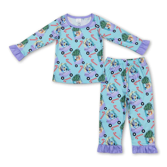 RTS Sibling Baby Girls Christmas Candy Bamboo Pajamas Clothes Sets