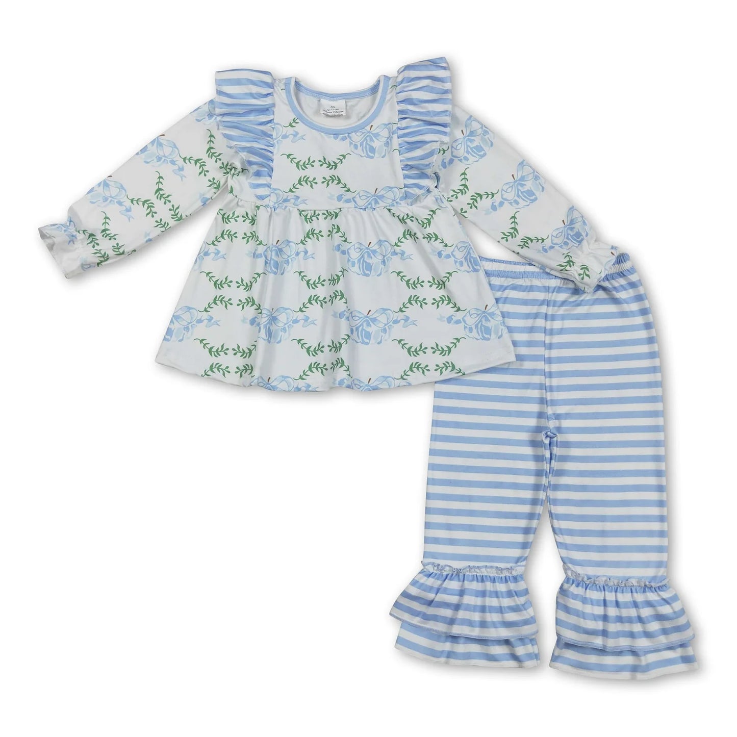 RTS NO MOQ Sibling milk silk Baby Girls Halloween Color Ghost Pumpkin Ruffle Trim Top Pants Clothes Sets