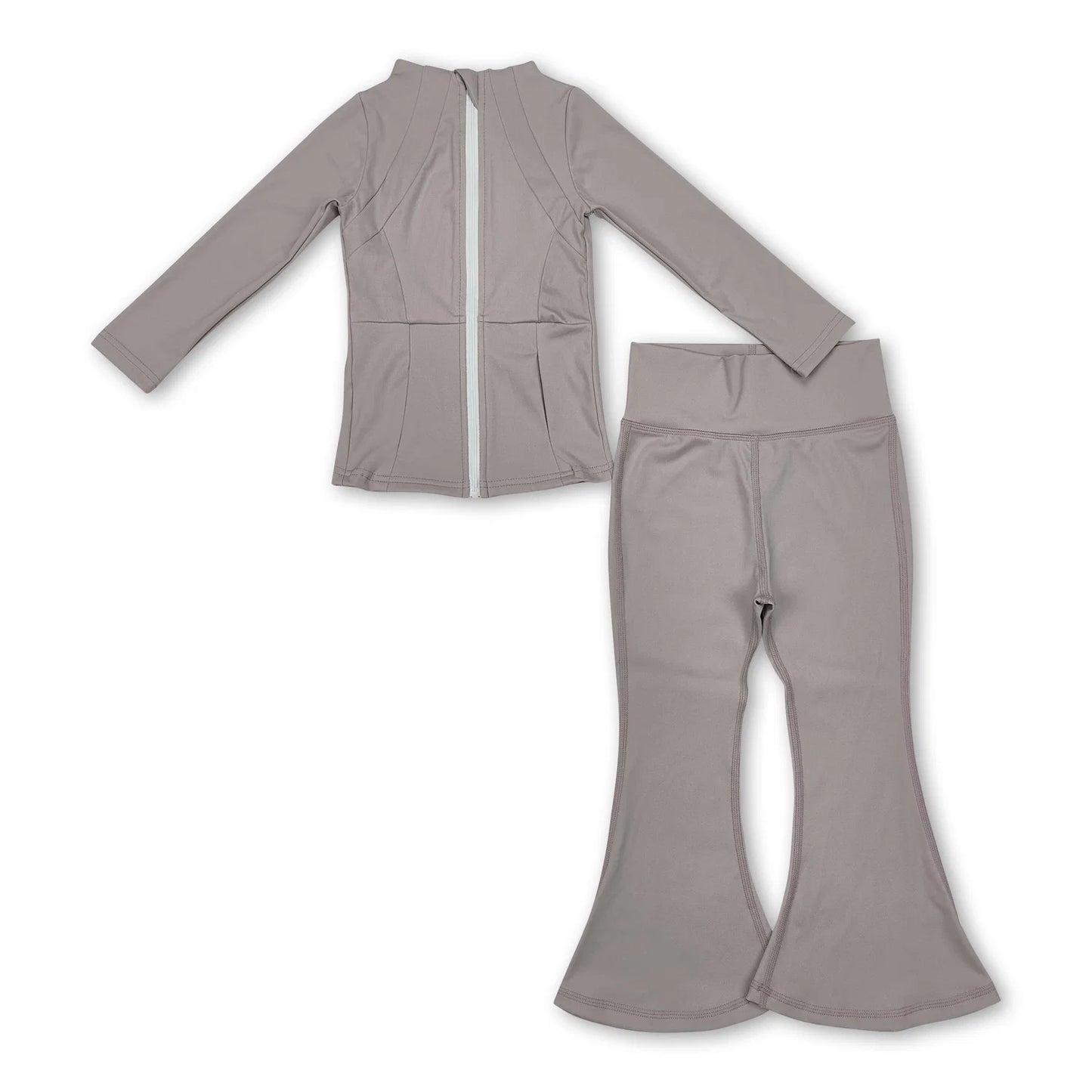 RTS NO MOQ Sibling yoga fabric cotton Baby Girl Solid Color Yoga Active Wear Jackets Pants Clothes Sets