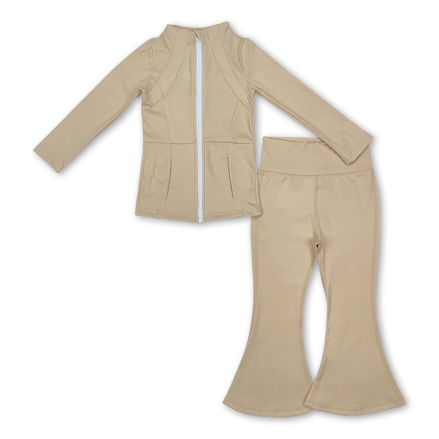RTS NO MOQ Sibling yoga fabric cotton Baby Girl Solid Color Yoga Active Wear Jackets Pants Clothes Sets