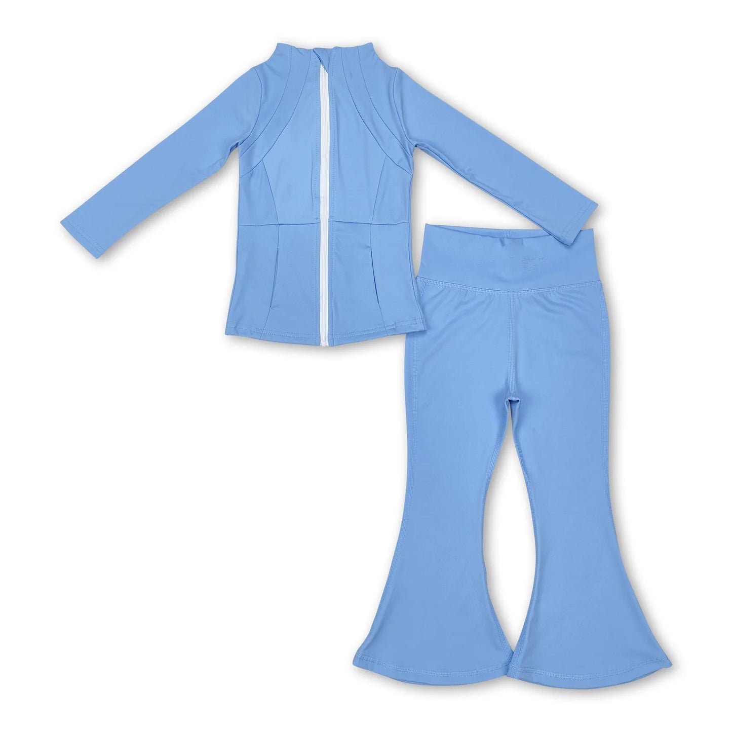 RTS NO MOQ Sibling yoga fabric cotton Baby Girl Solid Color Yoga Active Wear Jackets Pants Clothes Sets