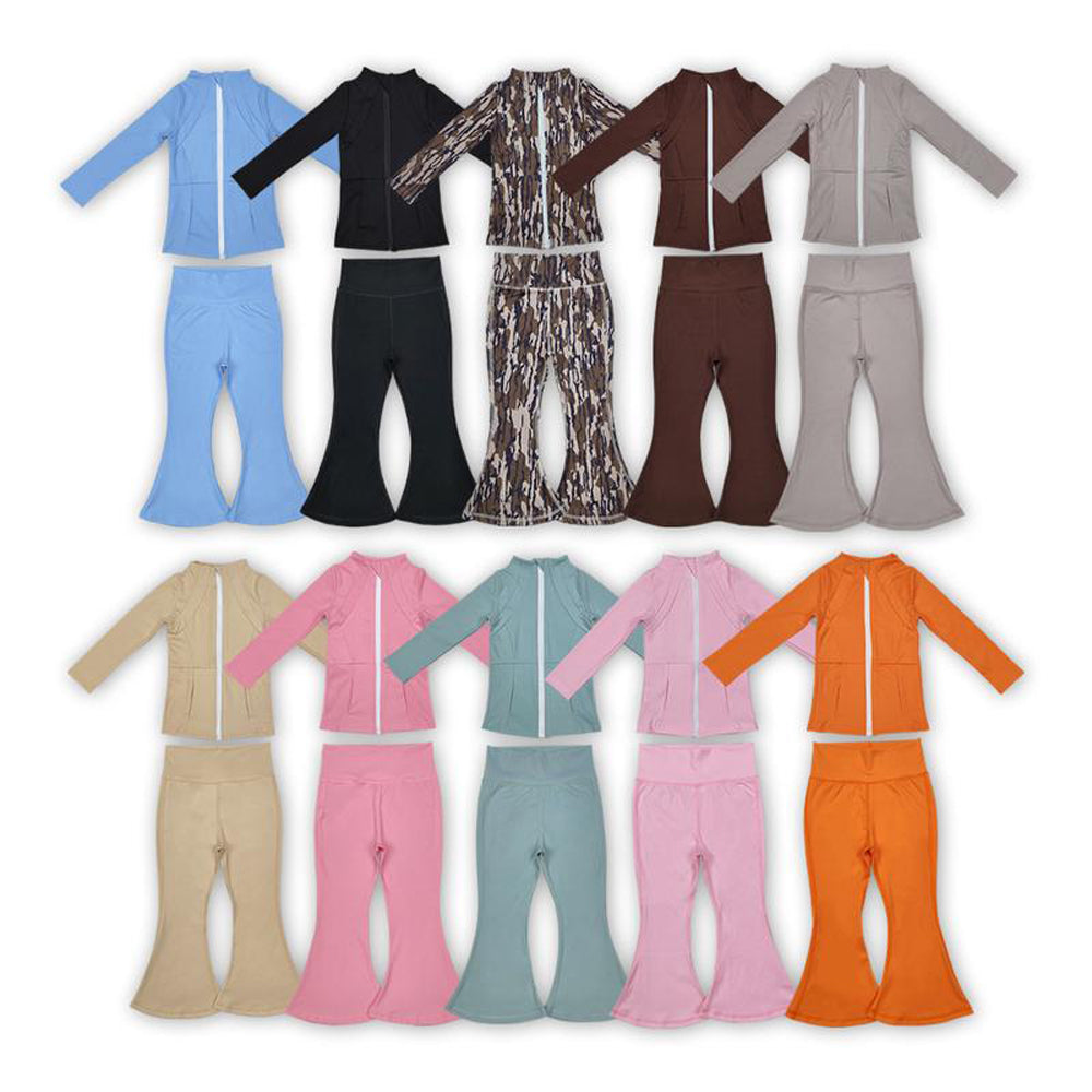 RTS NO MOQ Sibling Baby Girl Yoga Long Sleeve Trousers Sets