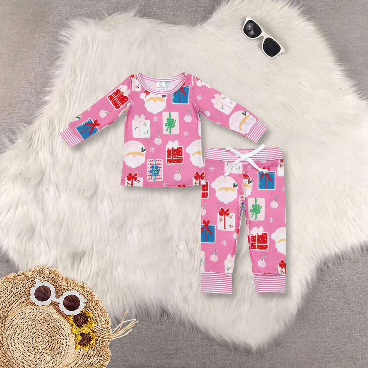 RTS NO MOQ Sibling Baby girl clothes Christmas long-sleeved trousers suit and dress