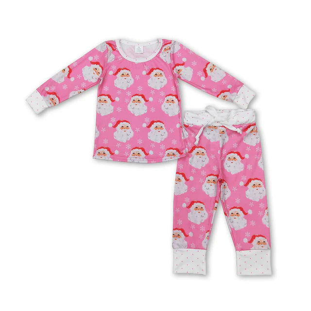 RTS Sibling Baby Girls Santa Claus Christmas Pants Pajamas Sets
