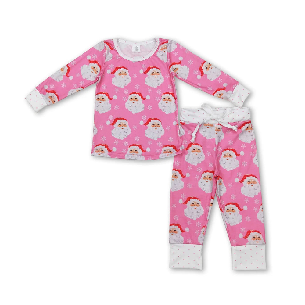 RTS NO MOQ Sibling milk silk Baby Girls Christmas Print Red Short Sleeve Tee And Long Pants Two Piece Bamboo Fiber Pajamas Clothes Set