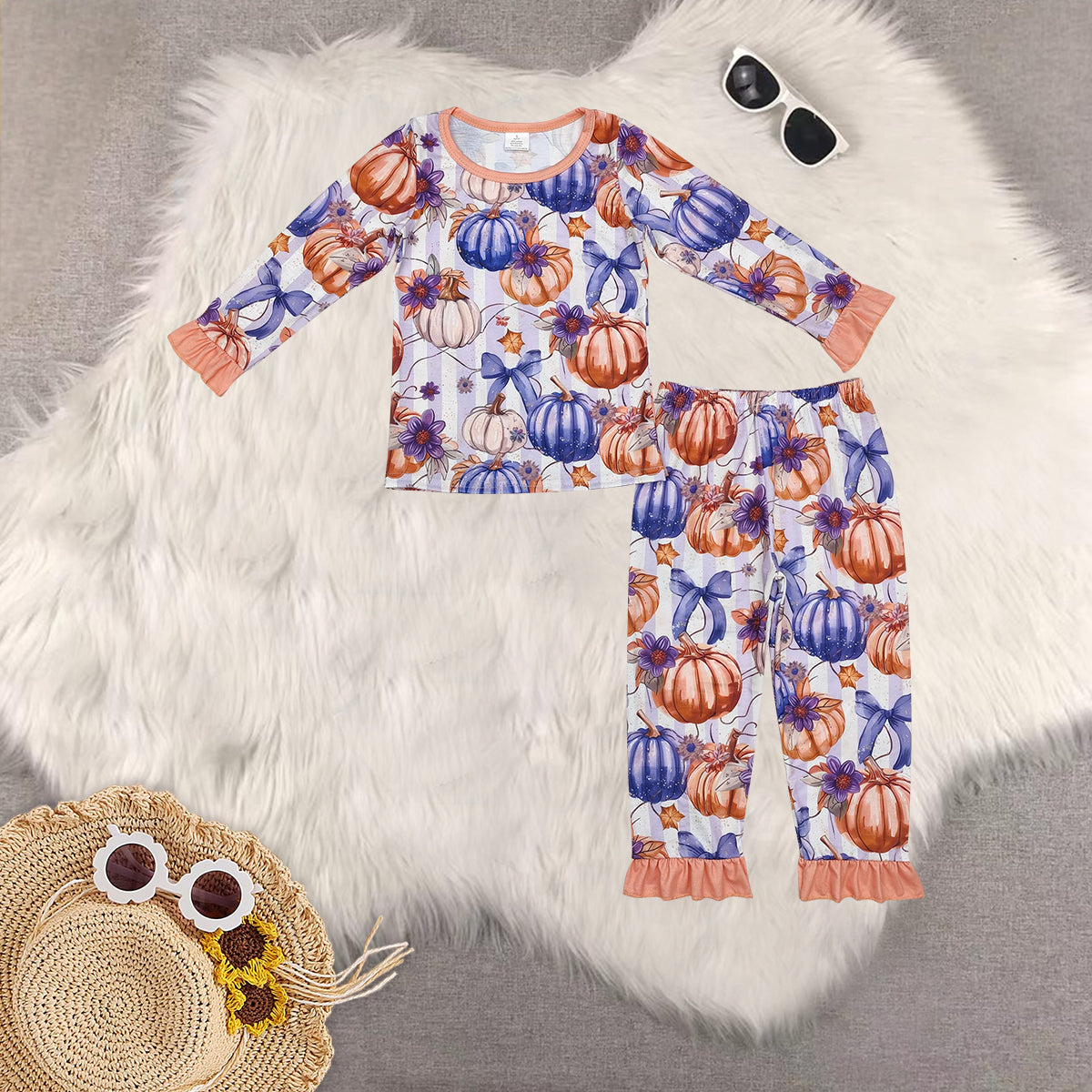 RTS NO MOQ Sibling Baby Girls halloween Long Sleeve Pants Sets