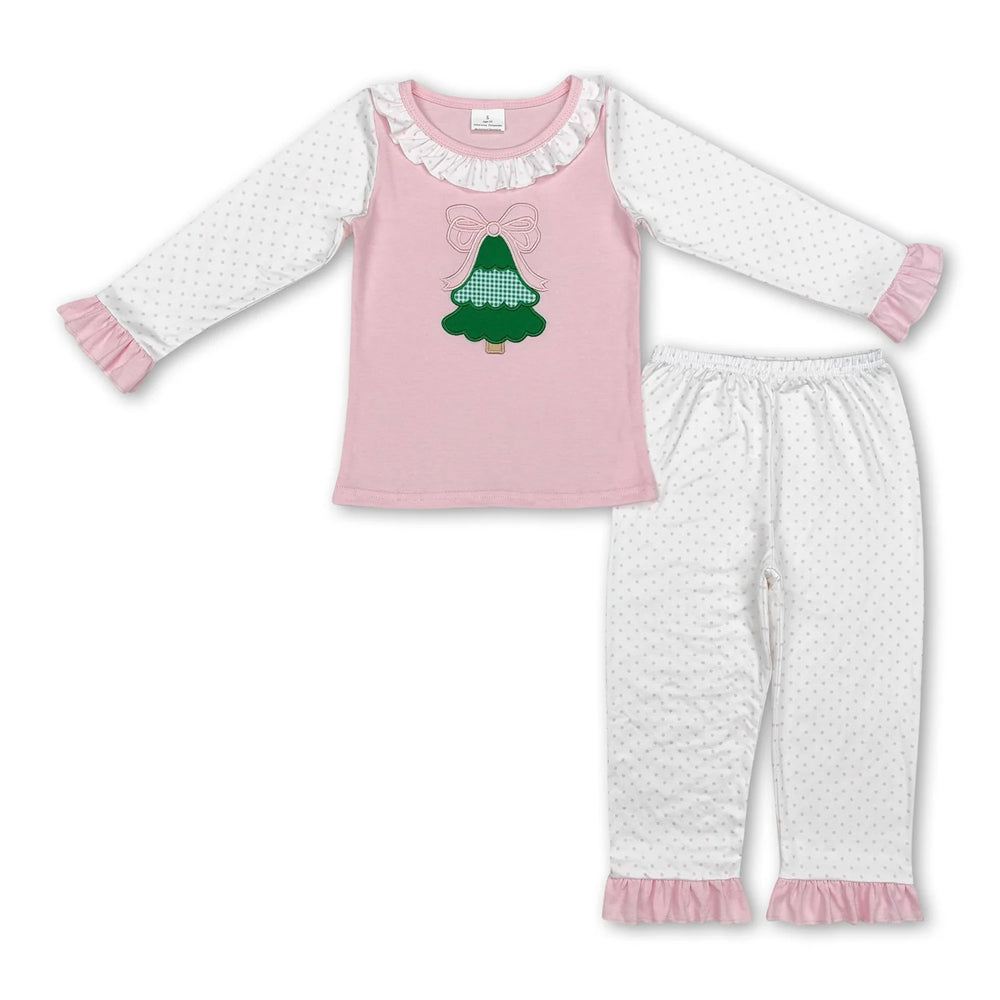 RTS NO MOQ Sibling milk silk Baby Girls Winter Christmas Christmas Bamboo Top Pants Sleep Clothes Set