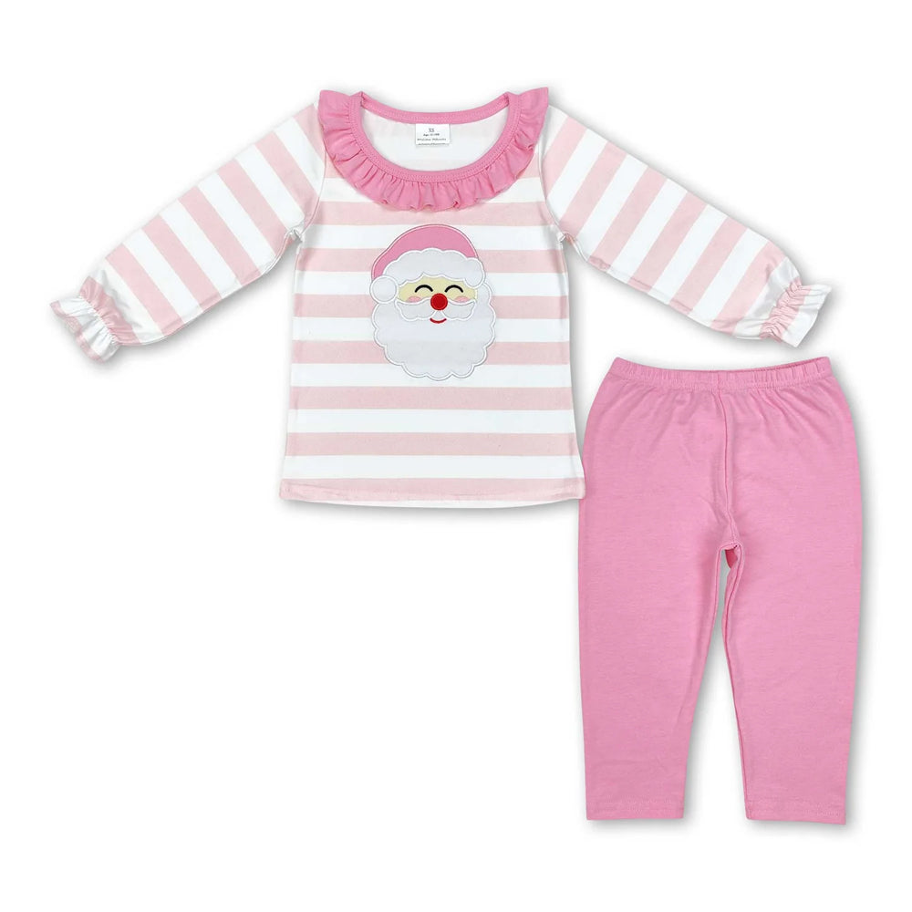 RTS NO MOQ Sibling milk silk Baby Girls Winter Christmas Christmas Bamboo Top Pants Sleep Clothes Set