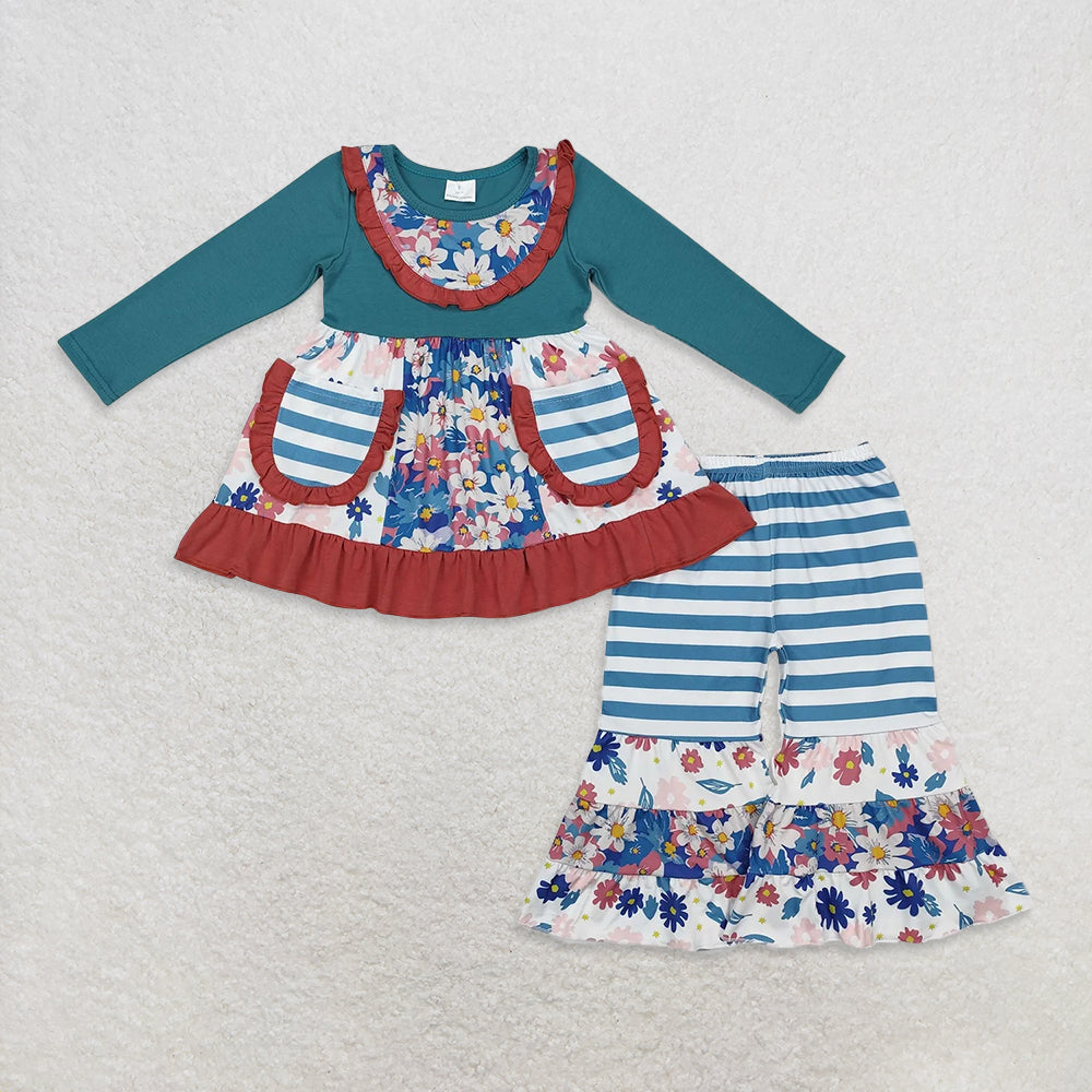 RTS NO MOQ Sibling Baby Girls Long Sleeve Pants Sets