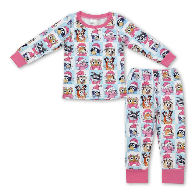 RTS NO MOQ Sibling milk silk Baby Girls Boots Holly Top And Pants Christmas Pajamas Sets