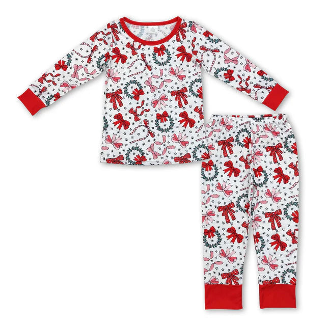 RTS Sibling Baby Girls Santa Claus Christmas Pants Pajamas Sets