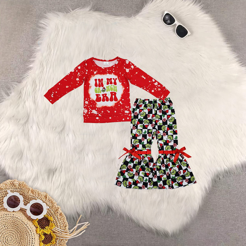 RTS NO MOQ Baby Girls Christmas Long Sleeve Pants Set