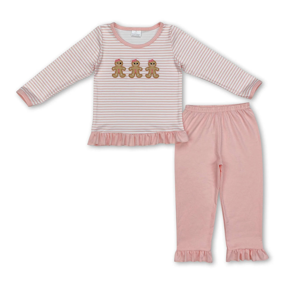 RTS NO MOQ Sibling milk silk Baby Girls Winter Christmas Christmas Bamboo Top Pants Sleep Clothes Set