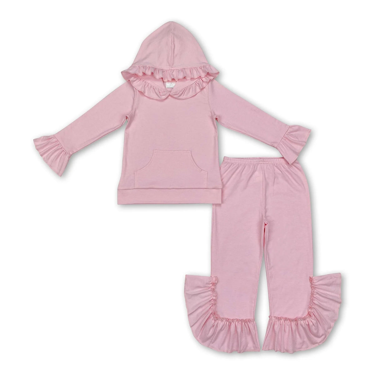 RTS NO MOQ Sibling baby girl clothes Ruffled Lace Button Hooded Pullover Long Sleeve Pants Sets
