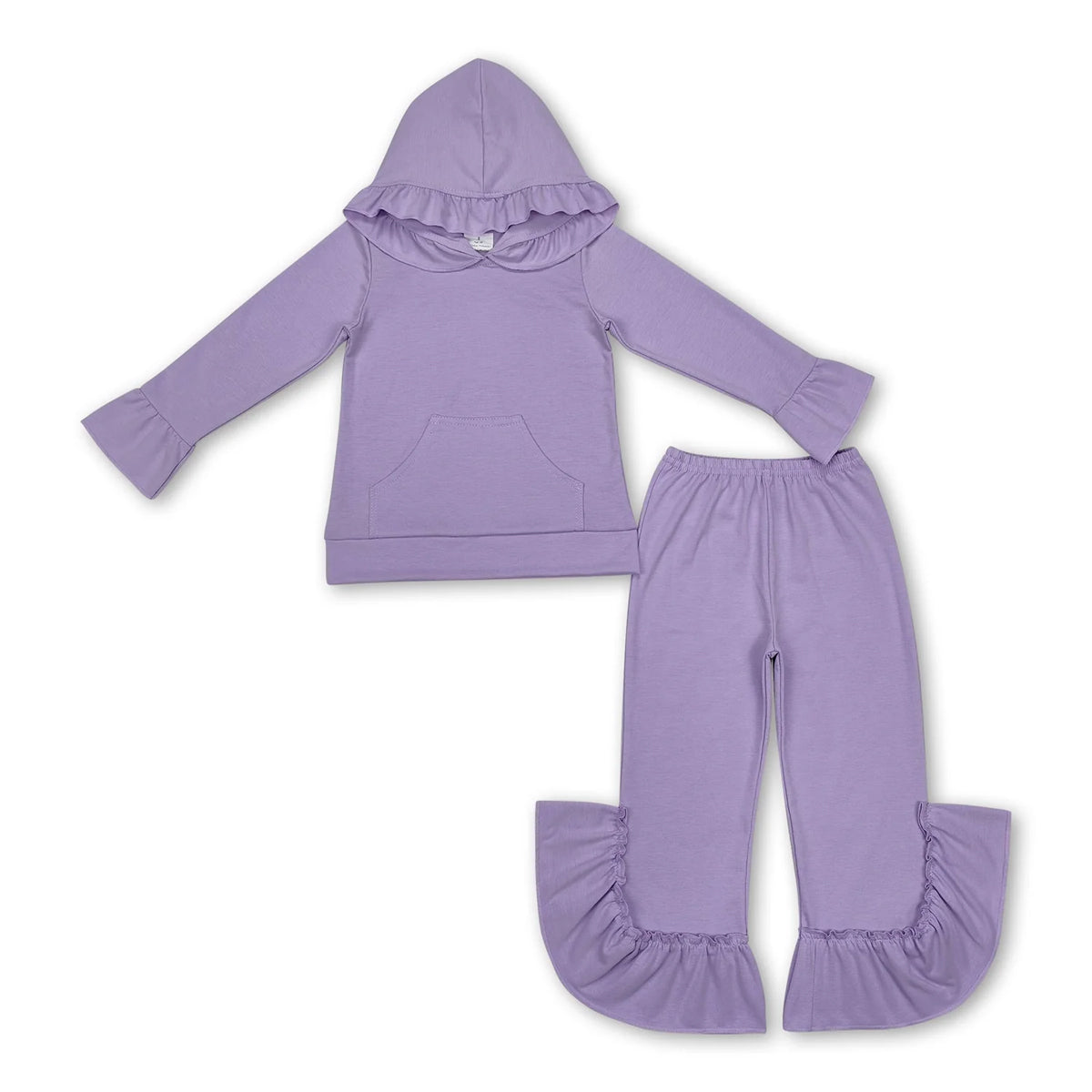 RTS NO MOQ Sibling baby girl clothes Ruffled Lace Button Hooded Pullover Long Sleeve Pants Sets