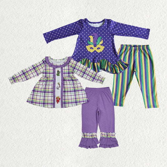 RTS NO MOQ Sibling baby girl clothes Mask Letter long Sleeve Top & Sequin Flared Pants Sets